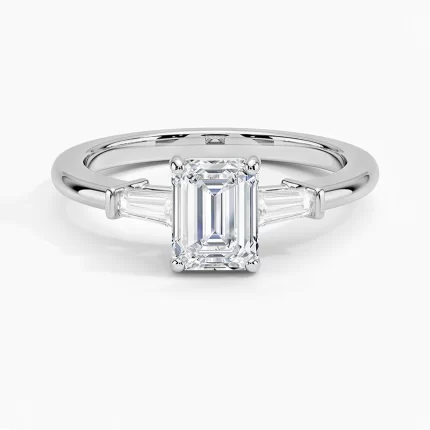 Oval Lab Diamond Baguette Trilogy Solitaire Engagement Ring